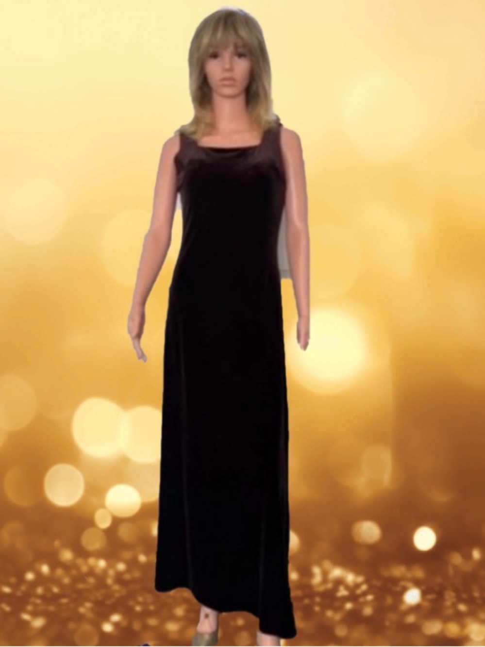Elegant Chocolate Brown Velveteen maxi dress